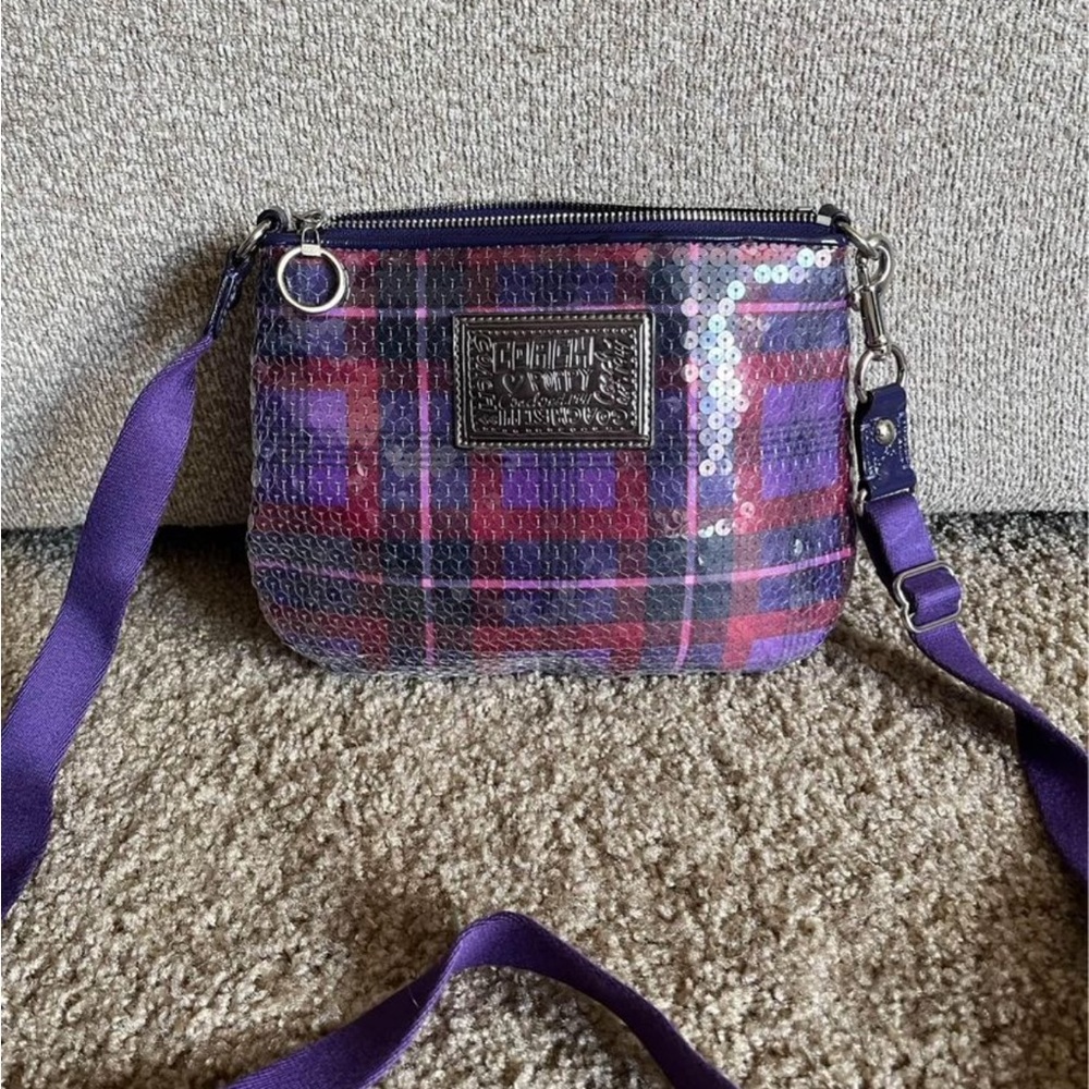 Coach Purple and Red Sequin Crossbody Bag